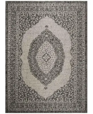 Safavieh Courtyard CY8751 Light Gray and Black 9' x 12' Sisal Weave Outdoor Area Rug