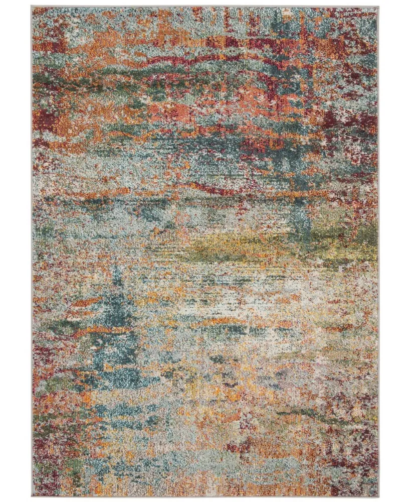 Safavieh Monaco MNC262 Teal and Orange 5'1" x 7'7" Area Rug