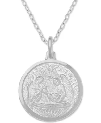 Baptism Medallion 18" Pendant Necklace in Sterling Silver