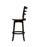 Corliving Wood Barstool with Leatherette Seat and 3-Slat Backrest