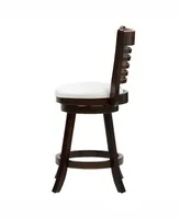 Corliving Counter Height Wood Barstools with Leatherette Seat and 6-Slat Backrest, Set of 2