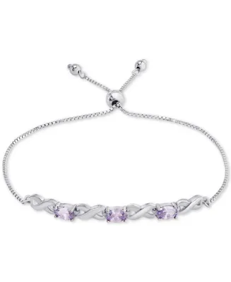 Amethyst Bolo Bracelet (1-3/4 ct. t.w.) Sterling Silver (Also Blue Topaz, Sapphire & Simulated Opal)