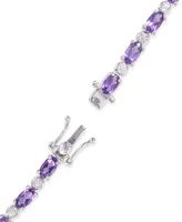 Amethyst (6-3/8 ct. t.w.) & White Topaz (7/8 ct. t.w.) Tennis Bracelet in Sterling Silver