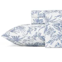 Tommy Bahama Pen and Ink Palm Cotton Percale 4 Piece Sheet Set, Queen