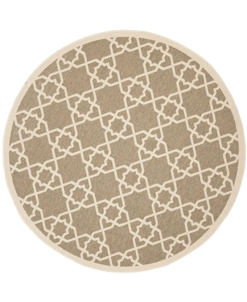 Safavieh Courtyard CY6032 and Beige 5'3" x 5'3" Round Outdoor Area Rug