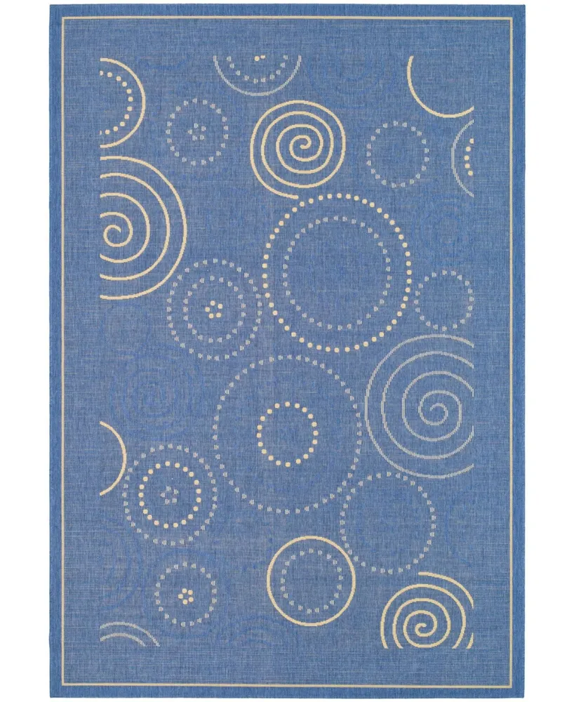 Safavieh Courtyard CY1906 Blue and Natural 7'10" x 7'10" Sisal Weave Square Outdoor Area Rug