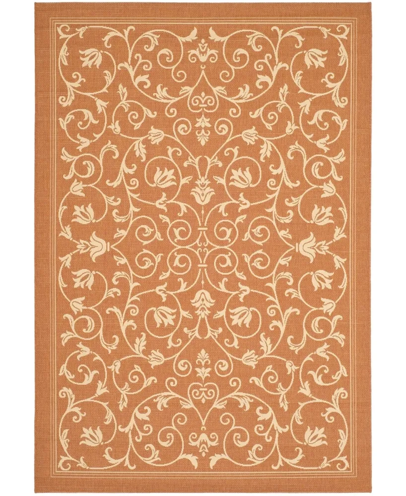 Safavieh Courtyard CY2098 Terracotta and Natural 6'7" x 6'7" Square Outdoor Area Rug