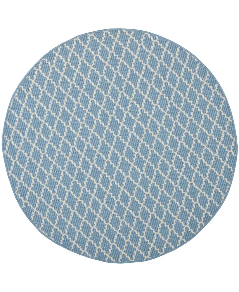 Safavieh Courtyard CY6919 Blue and Beige 4' x 4' Sisal Weave Round Outdoor Area Rug
