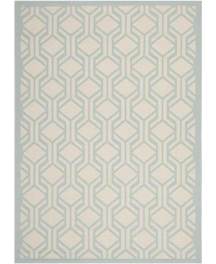 Safavieh Courtyard CY6114 Beige and Aqua 6'7" x 9'6" Sisal Weave Outdoor Area Rug