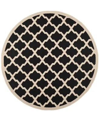 Safavieh Courtyard CY6903 Black and Beige 5'3" x 5'3" Sisal Weave Round Outdoor Area Rug