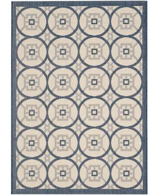 Safavieh Courtyard CY7476 Beige and Navy 5'3" x 7'7" Sisal Weave Outdoor Area Rug