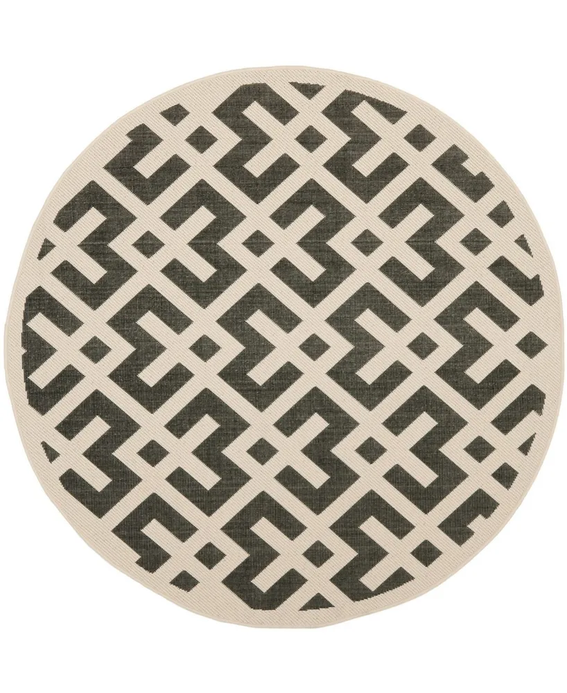 Safavieh Courtyard CY6915 Black and Beige 4' x 4' Sisal Weave Round Outdoor Area Rug