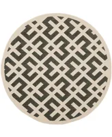 Safavieh Courtyard CY6915 Black and Beige 4' x 4' Sisal Weave Round Outdoor Area Rug