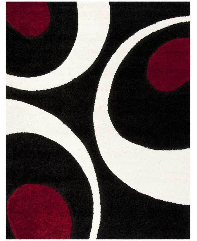 Safavieh Florida Shag SG474 Black and Ivory 8' x 10' Area Rug