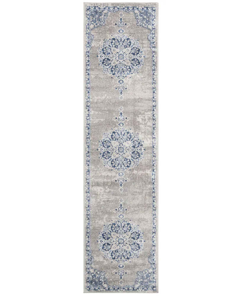 Safavieh Brentwood BNT867 Light Grey and Blue 2' x 12' Sisal Weave Runner Area Rug