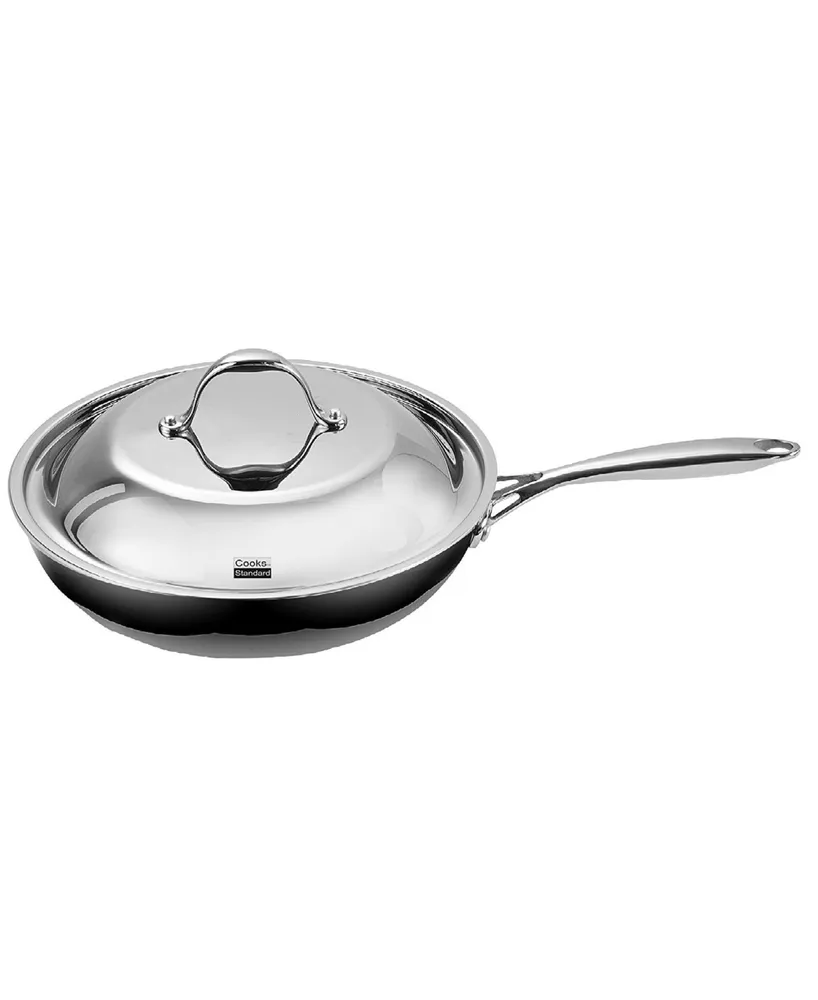 Cooks Standard Stainless Steel Frying Pan 12 Inch, Multi-Ply Full Clad Wok Stir-Fry Cooking Pans with Dome Lid, Stay