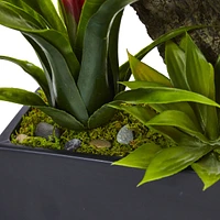 Nearly Natural Dendrobium Orchid and Bromeliad Silk Arrangement Planter