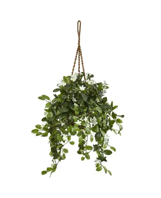 Nearly Natural Stephanotis Flowering Artificial Plant in Hanging Basket