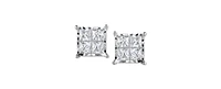 TruMiracle Diamond Princess Cluster Stud Earrings (1/2 ct. t.w.) 14k White, Yellow or Rose Gold