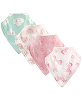 Luvable Friends Baby Girl Cotton Bandana Bibs 4pk, One Size