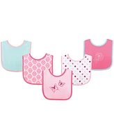 Luvable Friends Baby Girl Cotton Terry Drooler Bibs with Peva Back