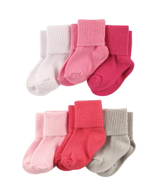 Luvable Friends Baby Girls Newborn Socks Set