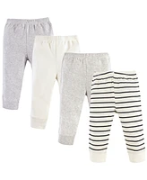 Luvable Friends Baby Boys Cotton Pants 4pk, Cream Stripe