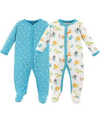 Luvable Friends Baby Girls Cotton Snap Sleep and Play 2pk