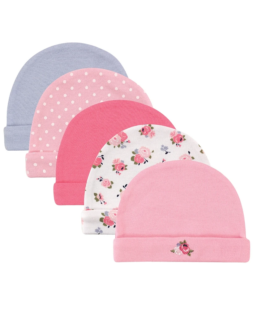 Luvable Friends Baby Girls Cotton Caps 5pk