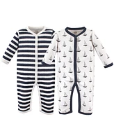 Hudson Baby Boys Cotton Coveralls 2pk, Sailboat, 6-9 Months