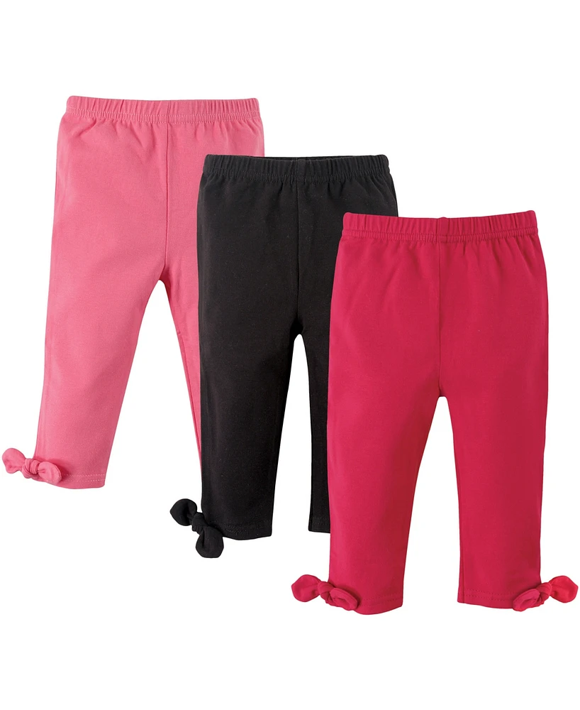 Hudson Baby Girls Cotton Leggings 3pk, Pink Black