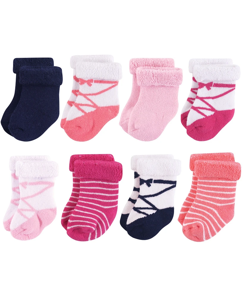 Hudson Baby Girls Cotton Rich Newborn and Terry Socks