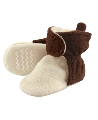 Hudson Baby Boys Cozy Fleece Booties 2pk, Mint Gray, 6-12 Months