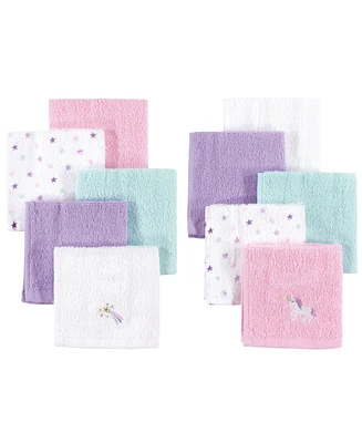 Hudson Baby Infant Girl Super Soft Cotton Washcloths, Unicorn, One Size