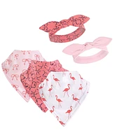 Yoga Sprout Bandana Bibs and Accessory Set, 5-Piece, Flamingo, One Size