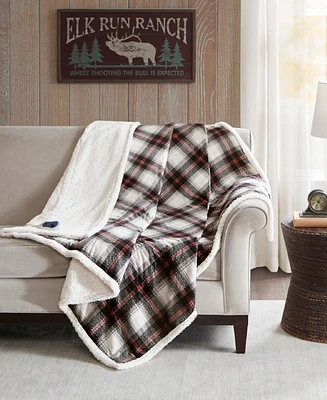 Woolrich Ridley Plaid Electric Faux-Mink to Berber Throw, 60" x 70"