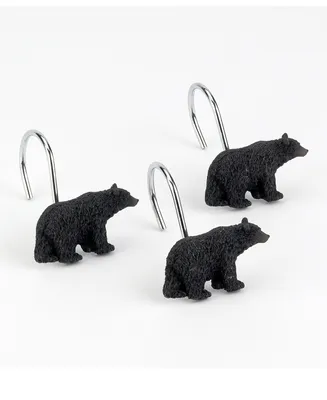 Avanti Black Playful Bears Lodge Resin 12-Pc. Shower Curtain Hooks