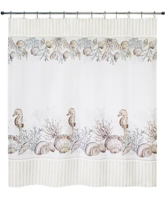 Avanti Destin White Coral & Shells Printed Shower Curtain, 72" x 72"