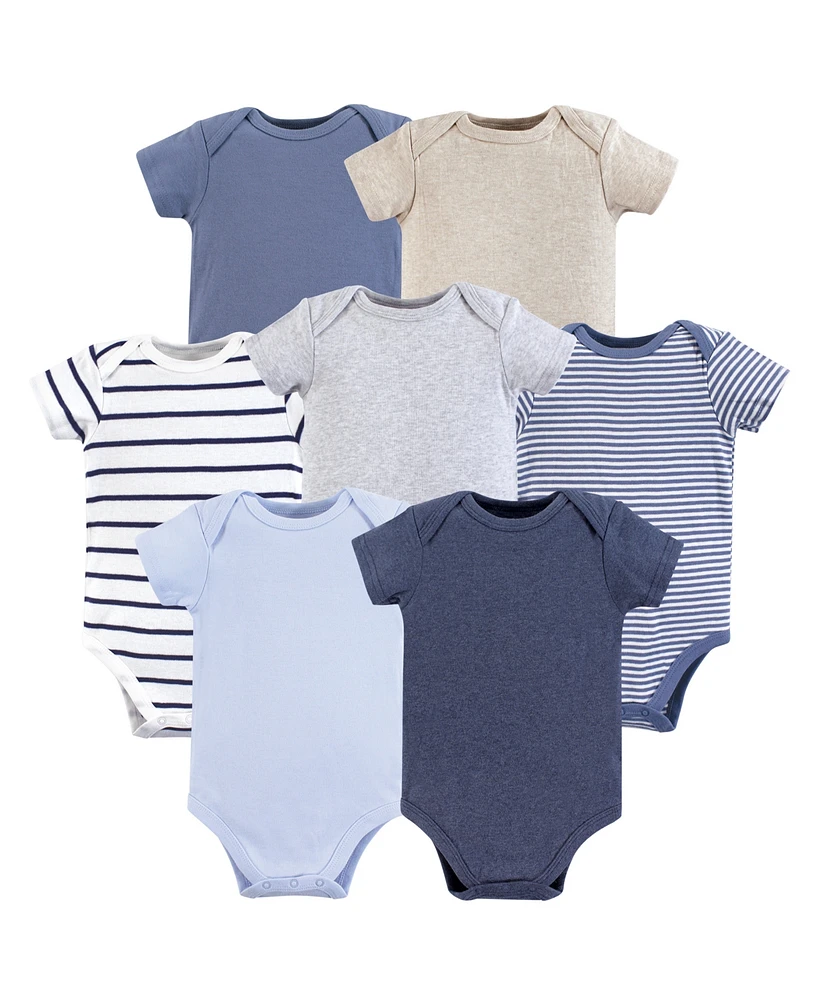 Hudson Baby Infant Boy Cotton Bodysuits 7pk, Basic, 18-24 Months