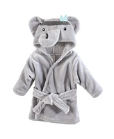 Little Treasure Baby Girls Treasure Plush Bathrobe, Blossom Elephant, 0-9 Months