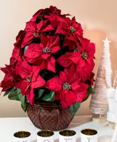 Nearly Natural Poinsettia w/Decorative Planter Silk Arrangement