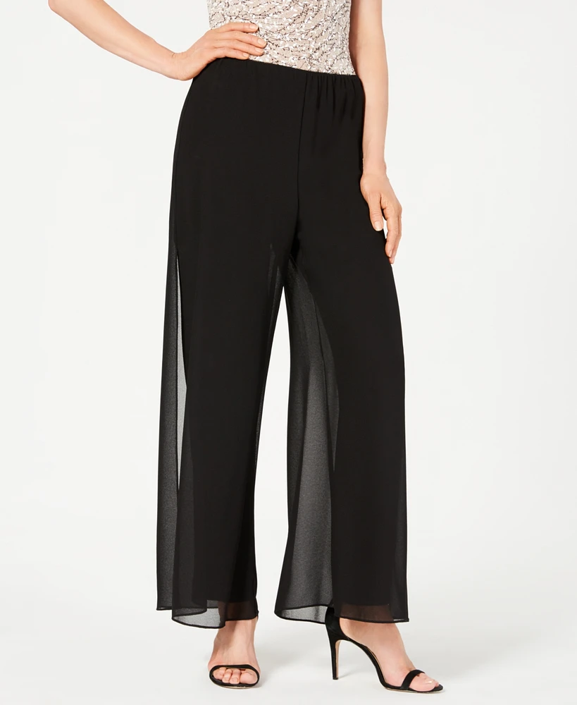 Alex Evenings Petite Straight-Leg Overlay Pants