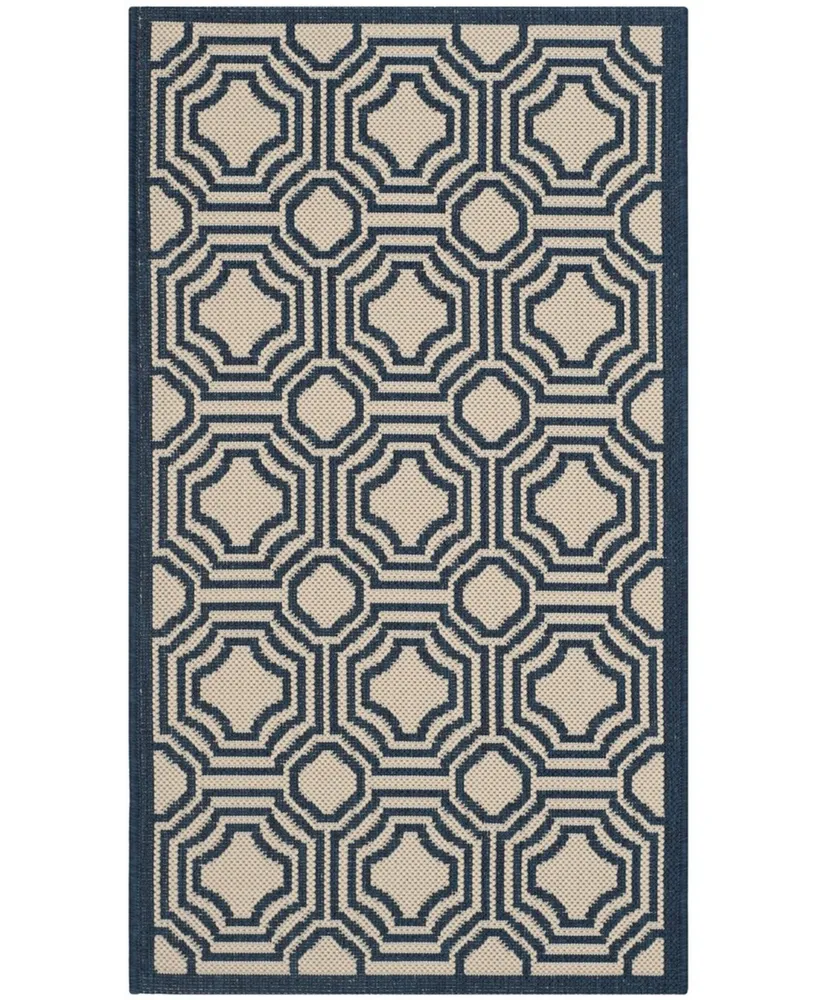 Safavieh Courtyard CY6112 Beige and Navy 2'7" x 5' Outdoor Area Rug