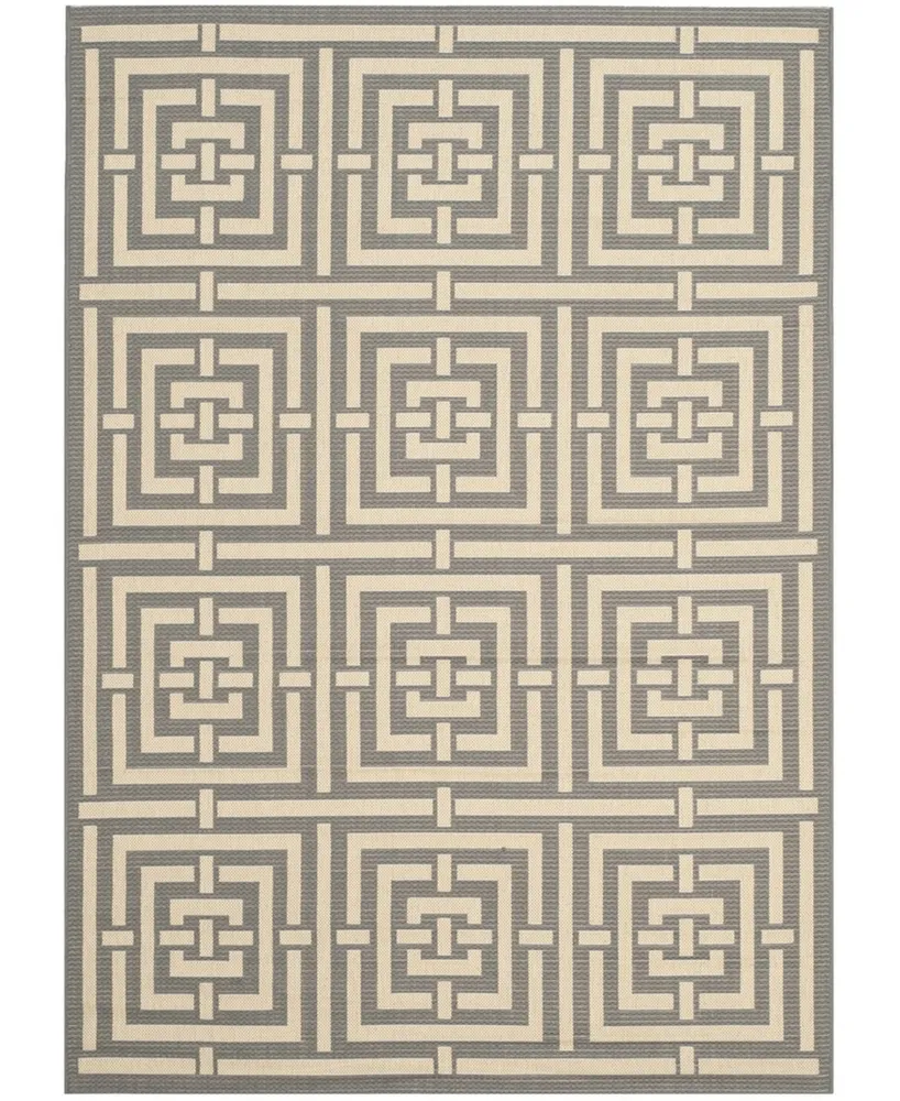 Safavieh Courtyard CY6937 Gray and Cream 6'7" x 9'6" Sisal Weave Outdoor Area Rug