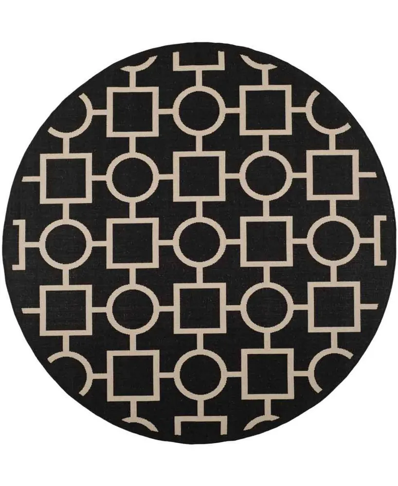 Safavieh Courtyard CY6925 and Beige 7'10" x 7'10" Sisal Weave Round Outdoor Area Rug