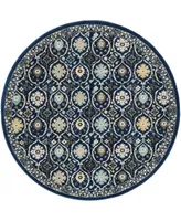 Safavieh Evoke EVK210 Royal and Ivory 6'7" x 6'7" Round Area Rug