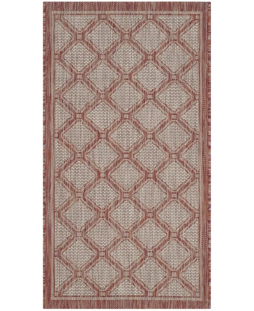 Safavieh Courtyard CY8474 Red and Beige 2'7" x 5' Sisal Weave Outdoor Area Rug