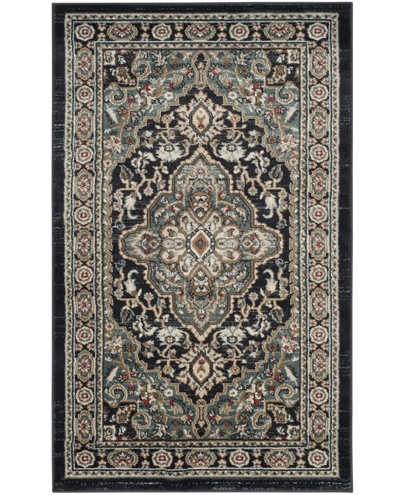 Safavieh Lyndhurst LNH338 Anthracite and Teal 3'3" x 5'3" Area Rug