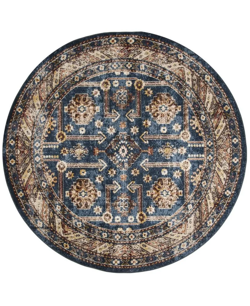 Safavieh Bijar BIJ653 Royal and Ivory 6'7" x 6'7" Round Rug