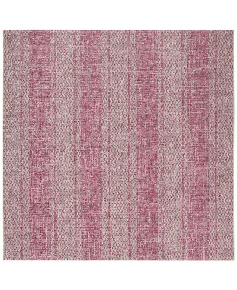 Safavieh Courtyard CY8736 Light Gray and Fuchsia 6'7" x 6'7" Sisal Weave Square Outdoor Area Rug